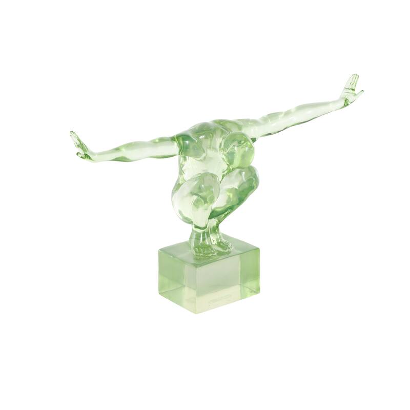 Light Blue, Green or Pink Resin Tinted Posing People Decorative Sculpture