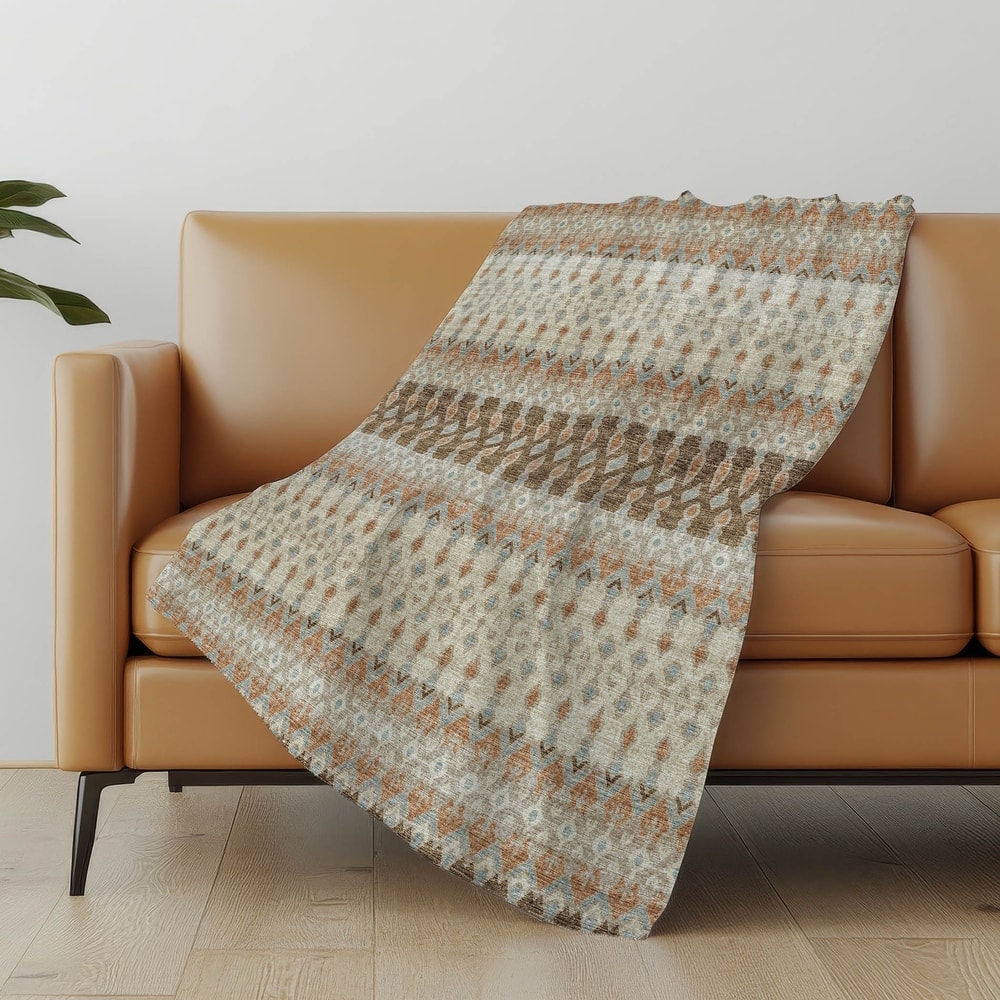 Premium Machine Washable ASB72 Boho Moroccan Sherpa Throw Blanket