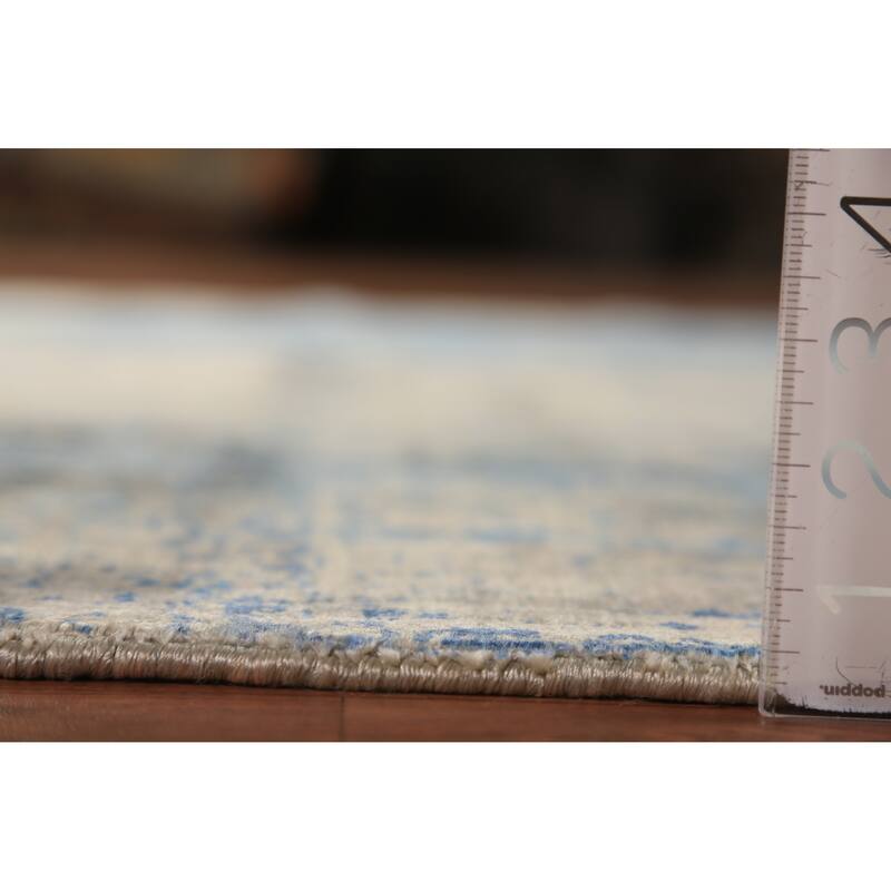 Contemporary Abstract Indian Rug Hand-Knotted Multi-Color Wool Carpet - 5'7"x 7'10"