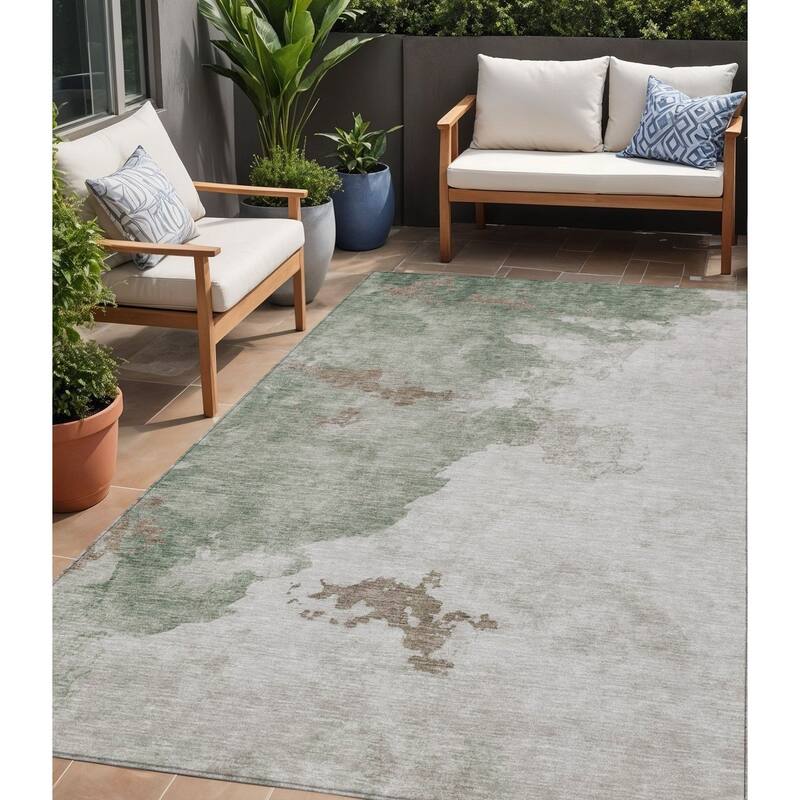 HomeRoots Abstract Transitional Rectangle Outdoor Rug - 5' X 8'