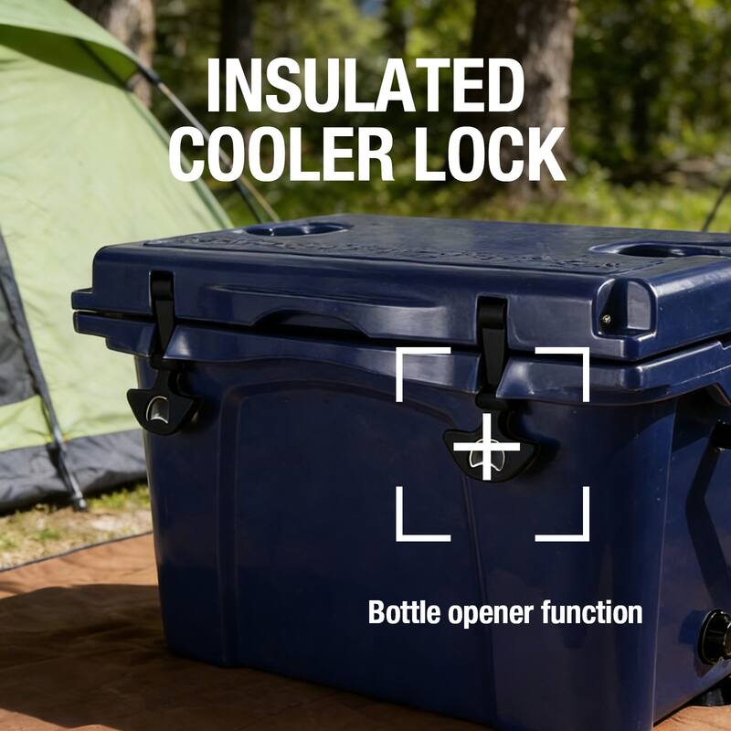 25QT Portable Cooler, Insulated Hard Cooler with Bottle Opener, Cup Holder, Forming Ruler, Travel, Beach, Camping, Fishing