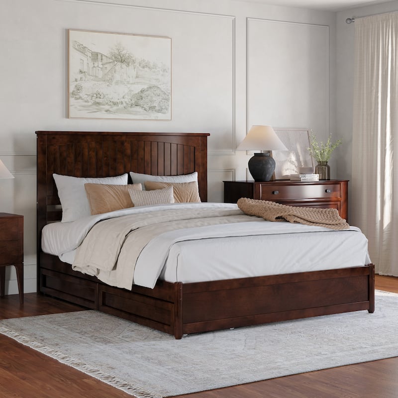 Malta Platform Bed with Panel Footboard and Storage Drawers