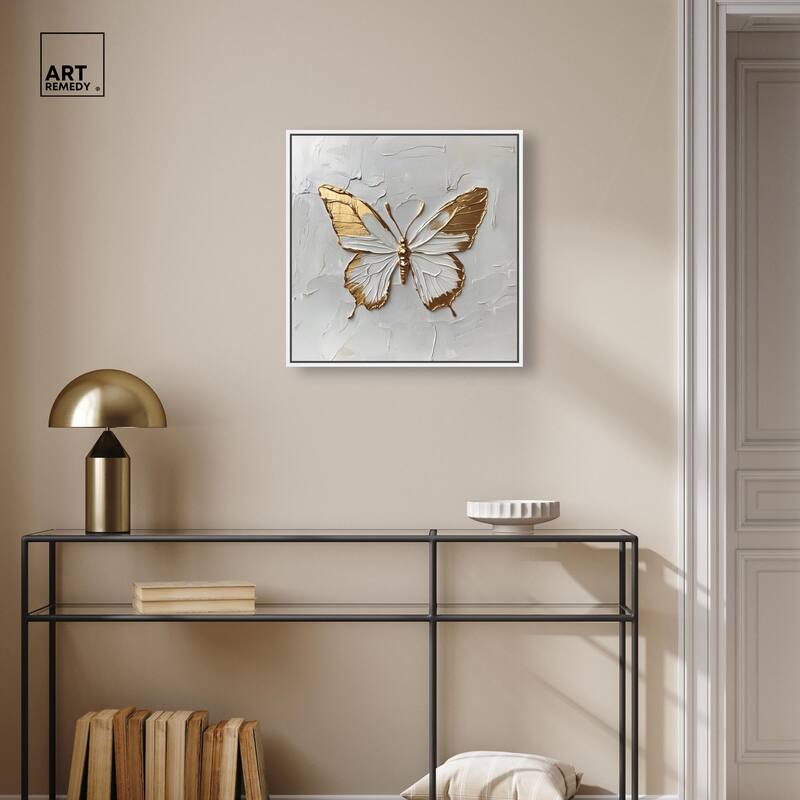 Simple Golden Butterfly Canvas by Art Remedy