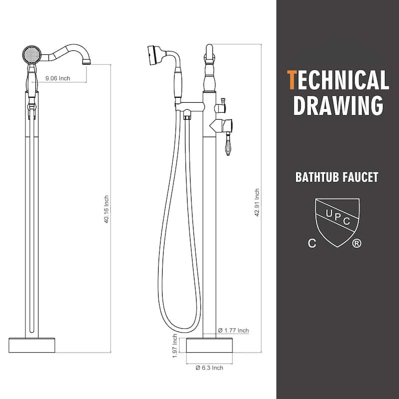 Single Handle Freestanding Tub Filler Faucet with Handshower