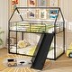 preview thumbnail 2 of 4, House-Shaped Metal Bunk Bed Frame with Safety Guardrail & Roof