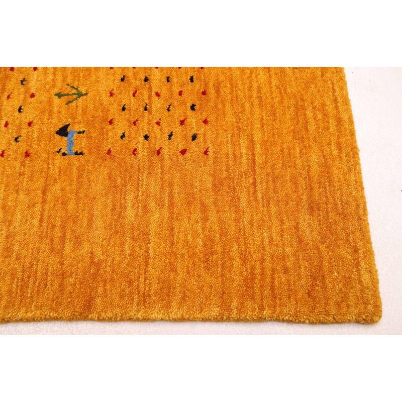 ECARPETGALLERY Hand Loomed Kashkuli Gabbeh Light Orange Wool Rug - 4'9 x 8'0