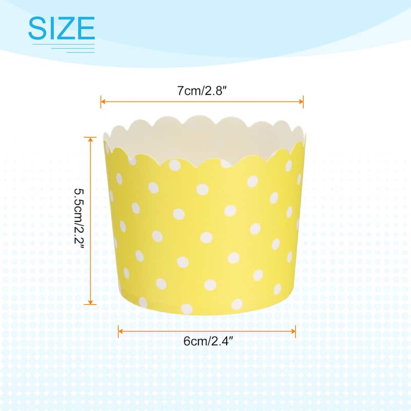 150Pcs Paper Baking Cups 6oz Cupcake Muffins Liner Wrappers - Polka Dot Yellow