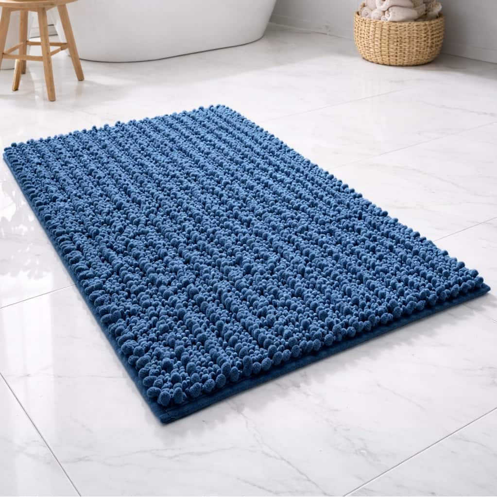 36"x24" - Blue Soft Cozy Plush Chenille Bath Mat Bathroom Rug