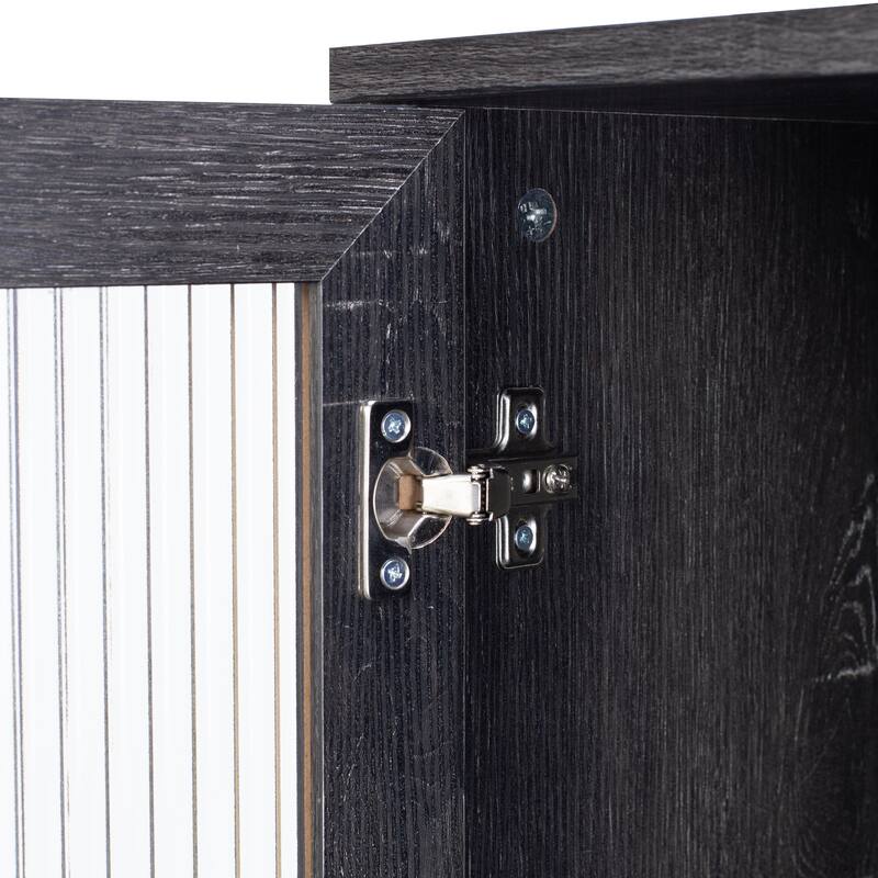 Ethan 3 Fluted Glass Door Buffet Sideboard with Shelves