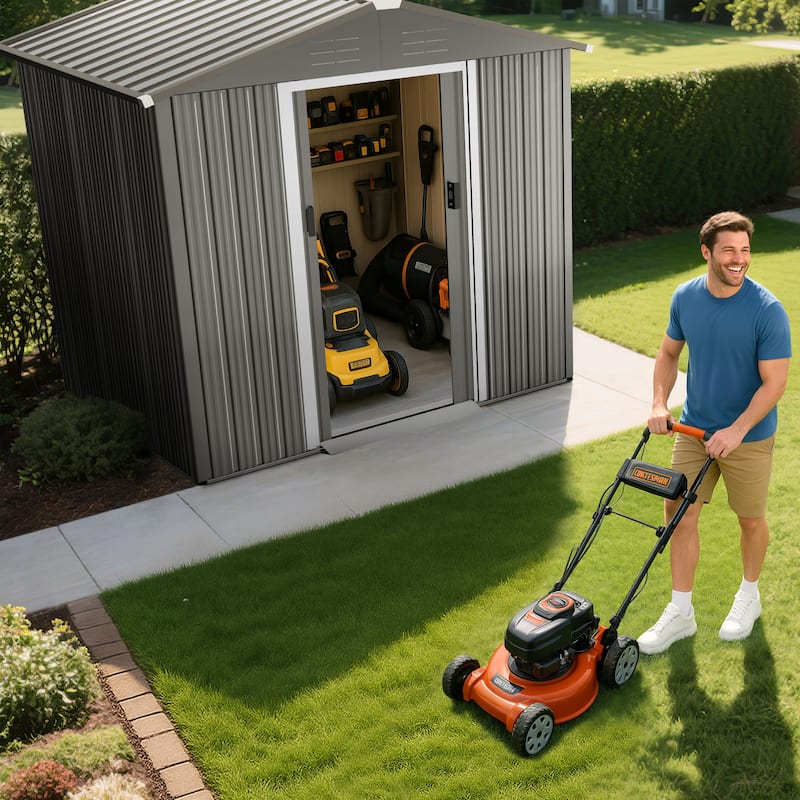 Metal Outdoor Garden Shed Storage Tool Shed with Sliding Doors