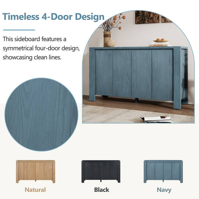 4-door Storage Cabinet Navy Sideboard Buffet TV Cabinet Console Table