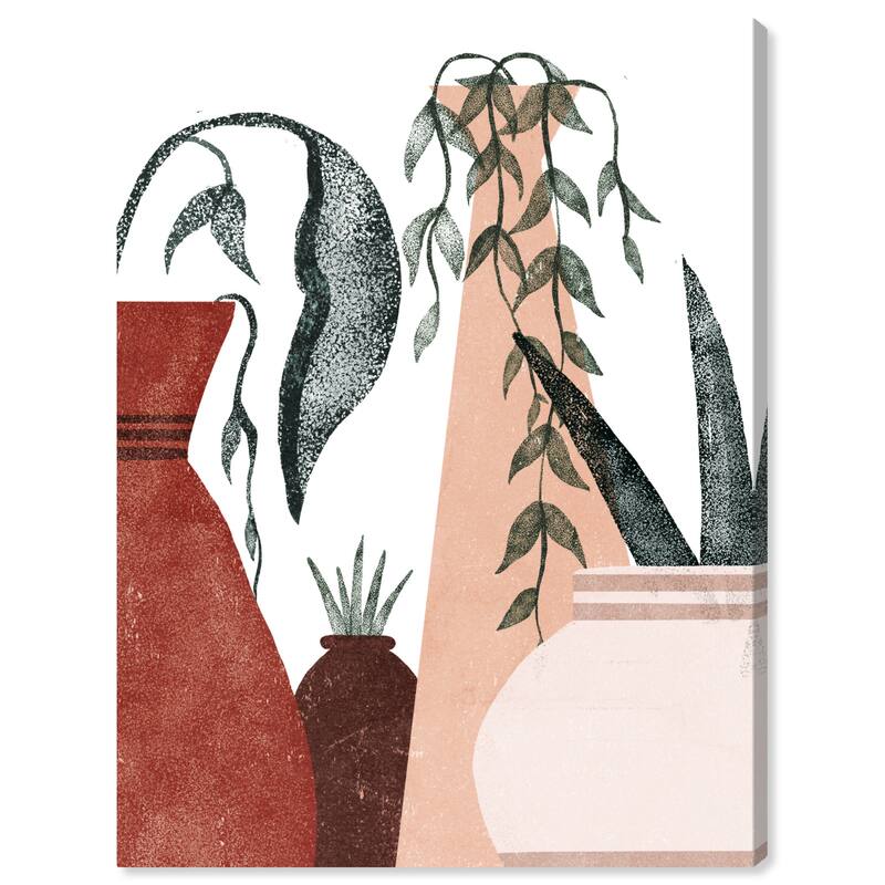 Wynwood Studio Canvas Floral and Botanical Pots and Pots Pink and Maroon Scandinavian Wall Art Canvas Print
