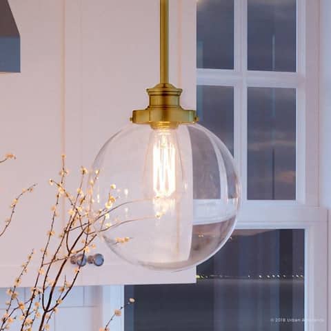 Luxury Vintage Pendant Light, 12.75"H x 9.75"W, with Industrial Chic Style, Native Brass Finish by Urban Ambiance
