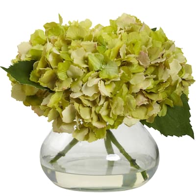 Southwestern Silk Floral Arrangement with Vase - 10" Green Faux Flowers Home Office Decor - 8.5