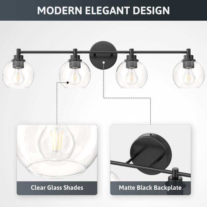 Dimmable Bathroom Vanity Light Globe Glass Shades