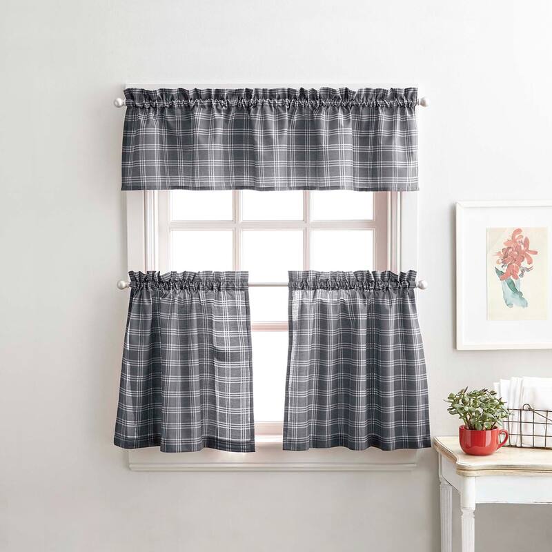 CHF Lodge Plaid Valance and Tier Pair Curtain Collection - 36-in Tier Pair