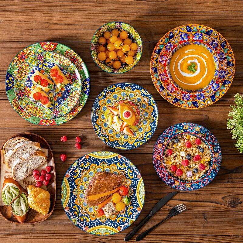 vancasso SIMI 12-Piece Hand Painted Porcelain Dinnerware Set Service for 4