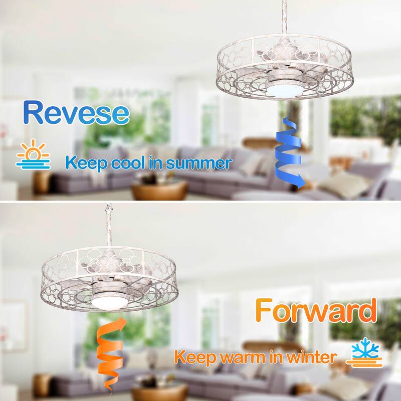 CurveCurio 24" Out Door Celing Fan Patio Water Proof Fanlight w/ Dimmable LED Light 3 Color Temperature Remote and App Control