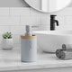 preview thumbnail 1 of 51, Elegant Soap Dispenser - Polyresin and Bamboo Design, Refillable Liquid Pump - 3 L x 3 W X 7 h Light Blue