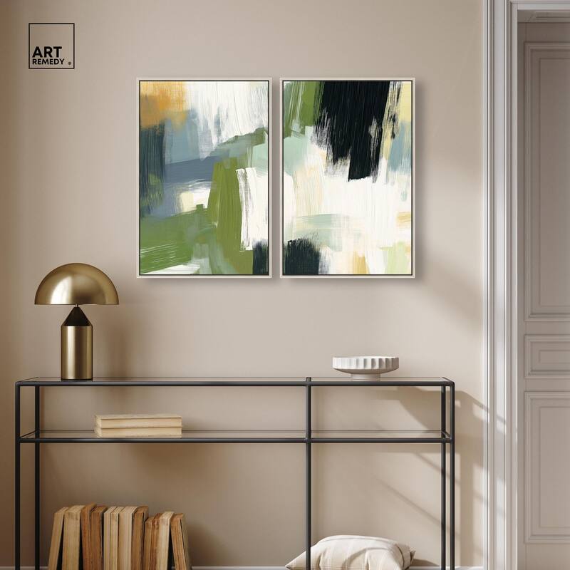 Textured Greens I Canvas Set of 2 by Art Remedy