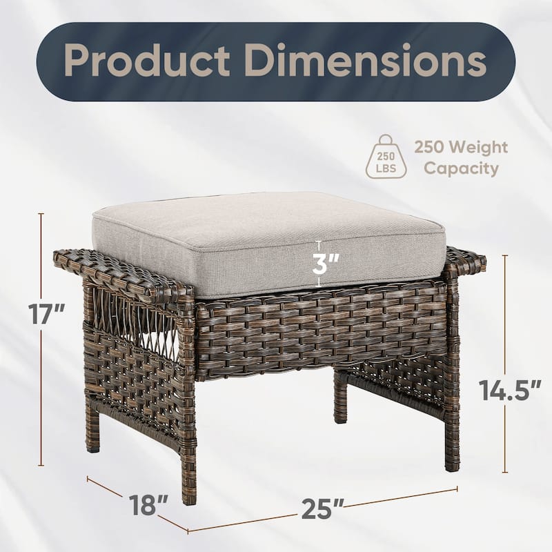 Patio Sofa Outdoor Furniture 3 Pieces - Brown