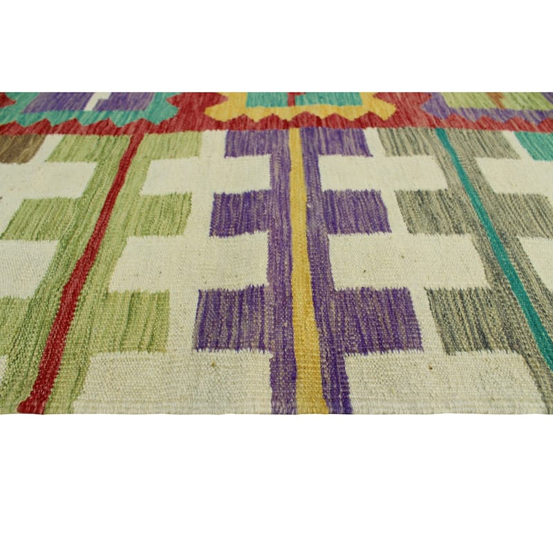 Modern Flatweave Lang Red/Ivory Rug - 5'6" x 8'2"