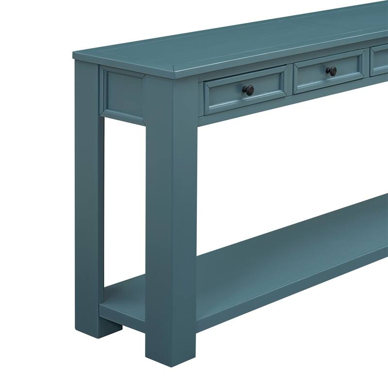 Merax Rustic Console Table with Storage Drawers and Bottom Shelf