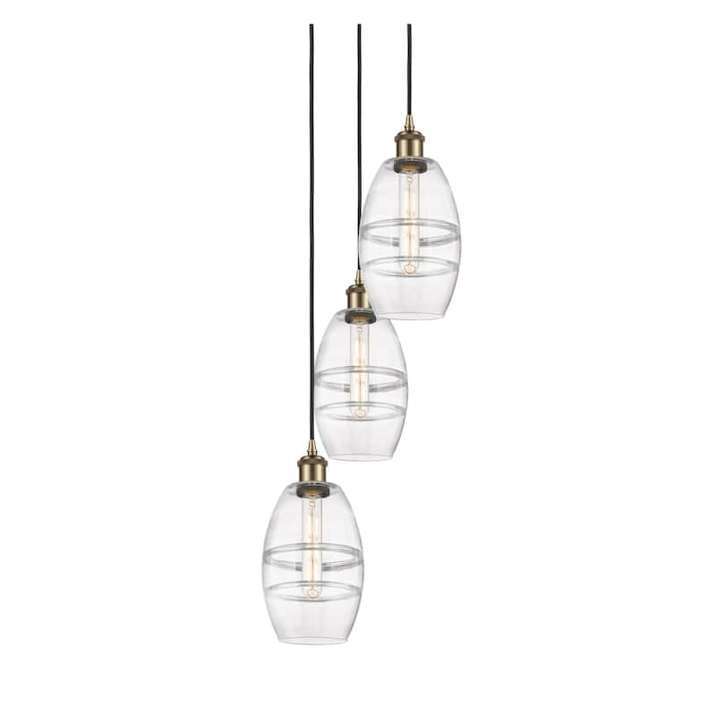 Innovations Lighting 113B-3P-25-12 Vaz Pendant Vaz 3 Light 12" Wide - Antique Brass / Clear