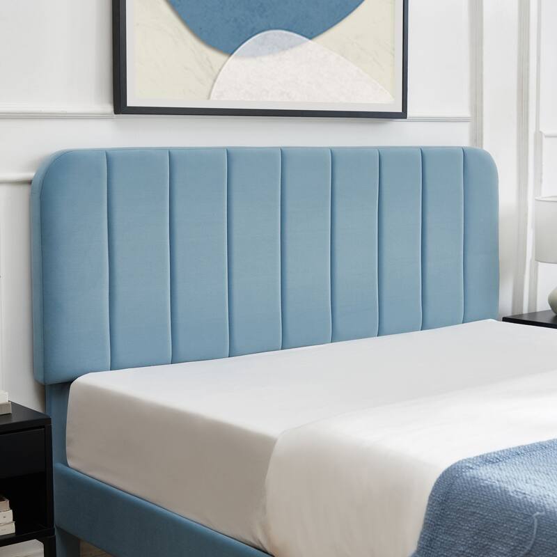 Javlergo Upholstered Bed Frames with Height-adjustable Headboard