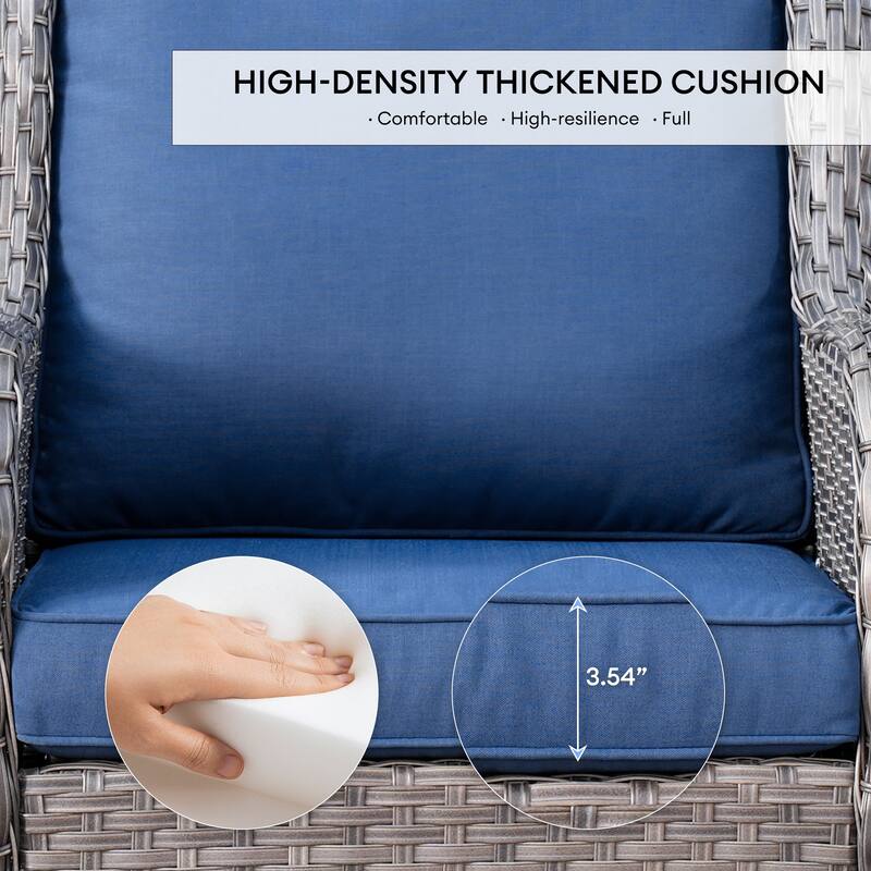 OVIOS 9-piece Patio Wicker Swivel Chair Set With 30" Fire Pit