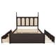 preview thumbnail 8 of 12, Mid-Century Rattan Bed Trundle Platform Bed Queen Wood Bed Frame and Twin Size Trundl with 2 Drawer Underneath, Classic Espresso
