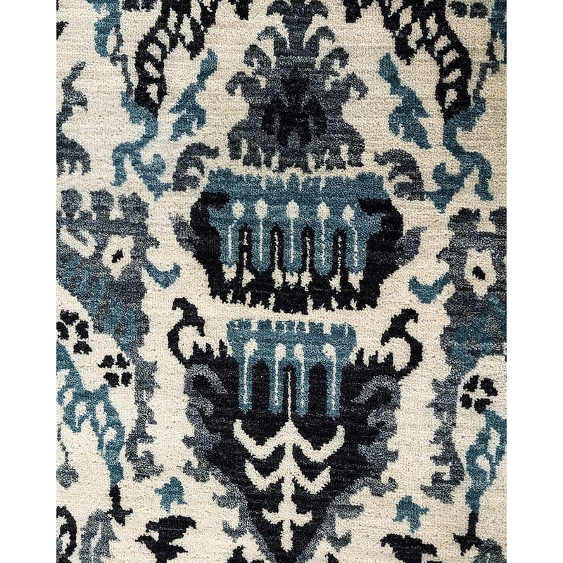 Ikat One-of-a-Kind Hand-Knotted Area Rug - Beige, 8' 1" x 10' 1" - 8' 1" x 10' 1"