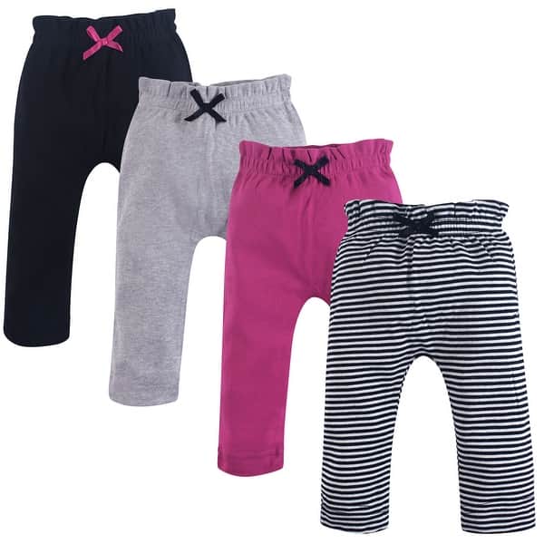 slide 1 of 1, Touched by Nature Baby Girl Organic Cotton Pants 4pk, Black Berry 0-3 Months - Black Berry