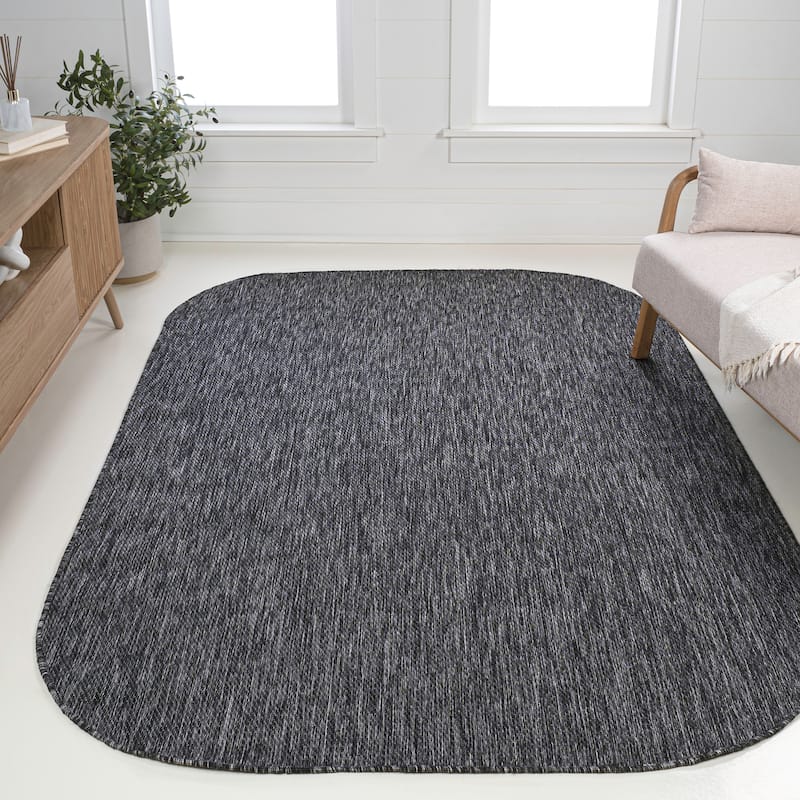 JONATHAN Y Miles Modern Minimalist Radius Corner Solid Indoor/Outdoor Shaped Area Rug - 8' x 10' - Dark Gray