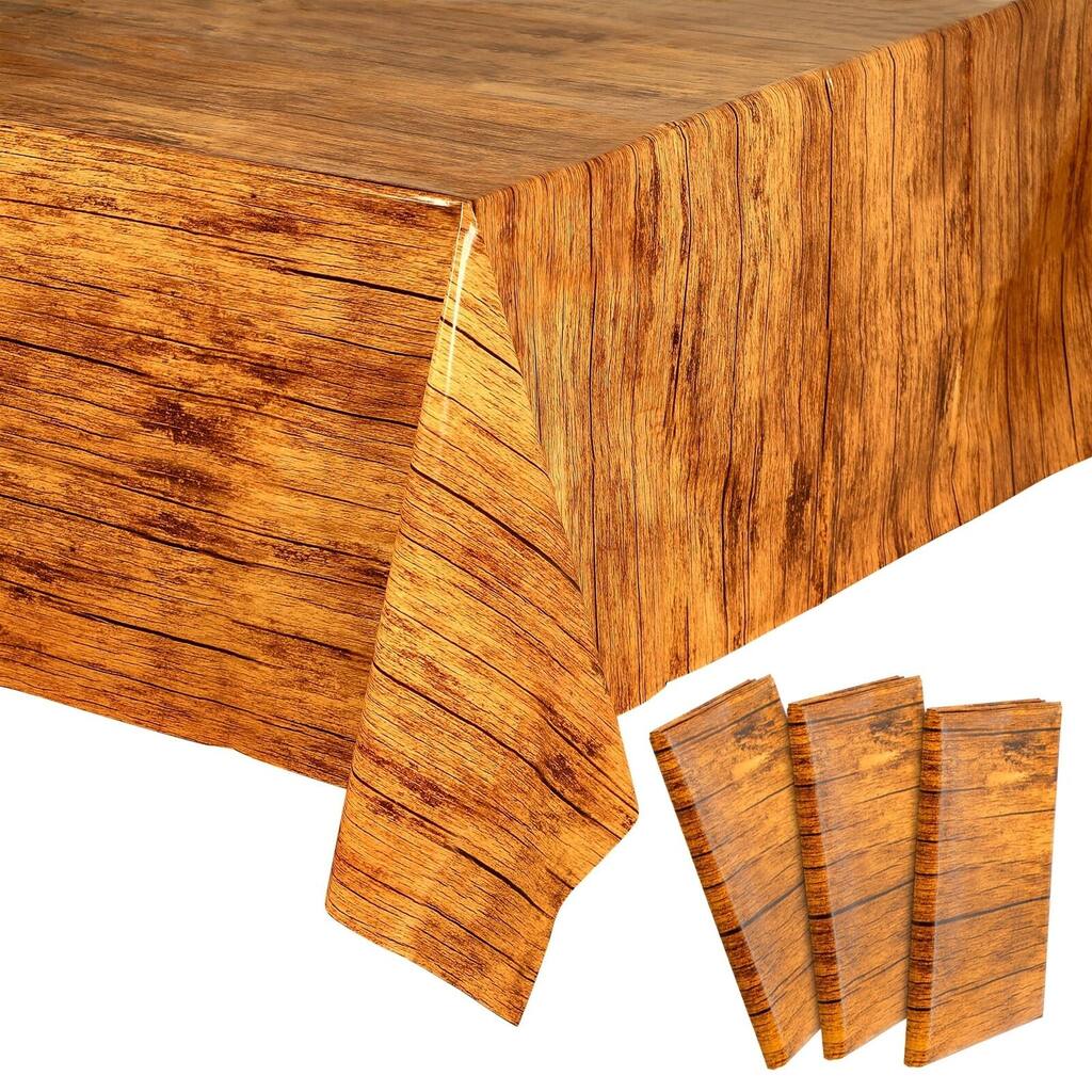 3-Pack Rustic Wood Grain Tablecloths