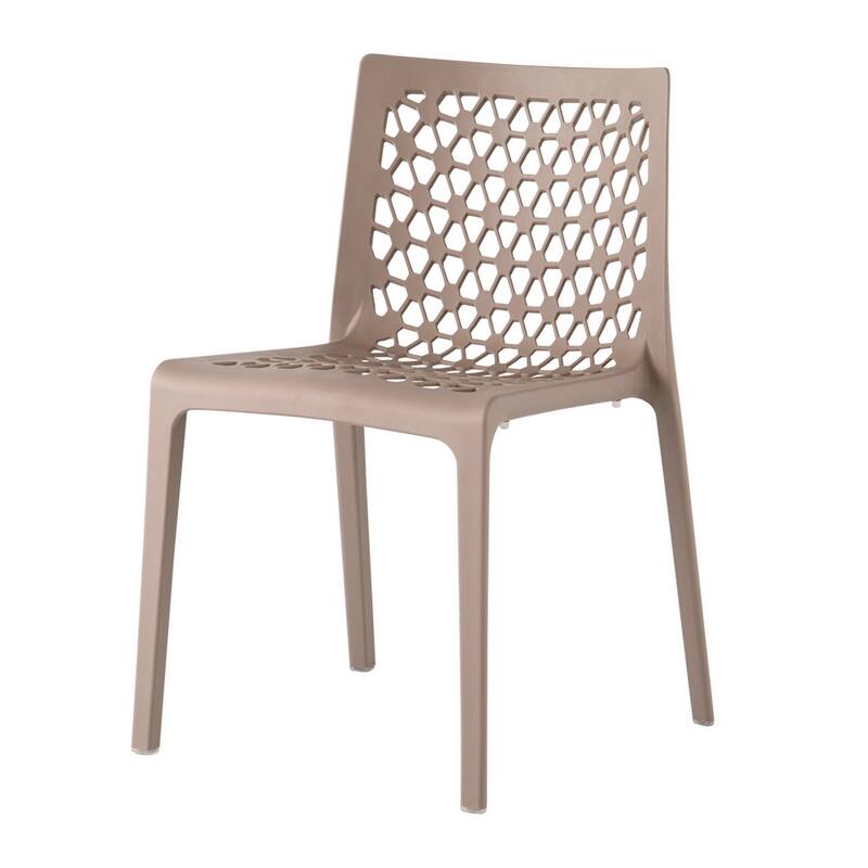 HomeRoots Set of Two Gray Heavy Duty Plastic Outdoor Stacking Dining Chairs