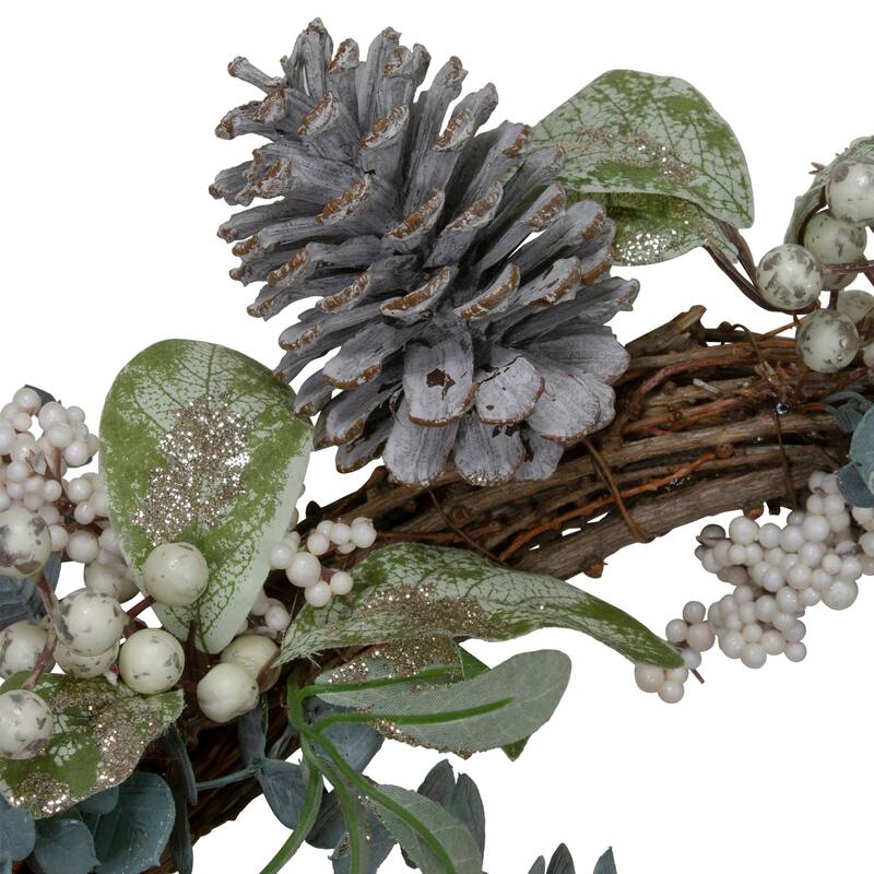 Neutral Colored Pumpkin Pine Cones Fall Harvest Wreath 18-Inch, Unlit