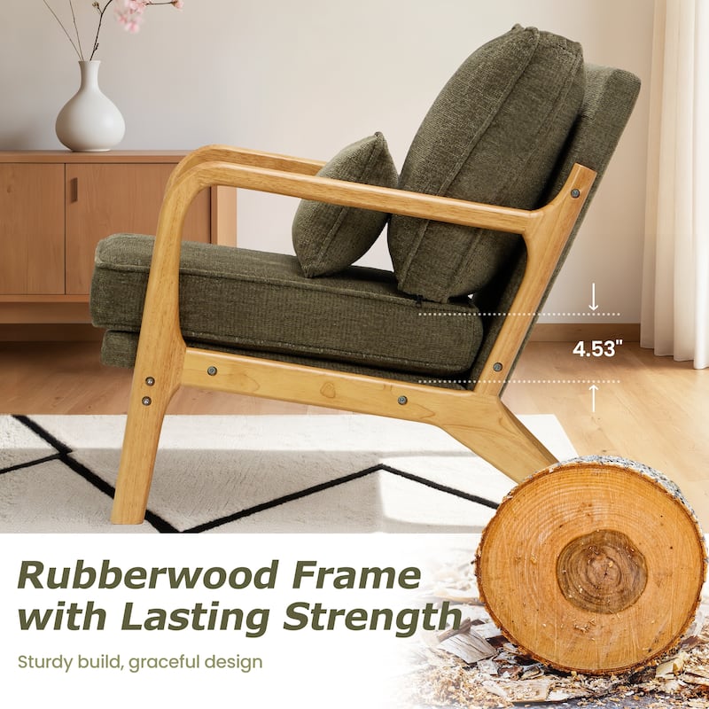 RENEWLINE Mid Century Modern Accent Chair with Lumbar Pillow