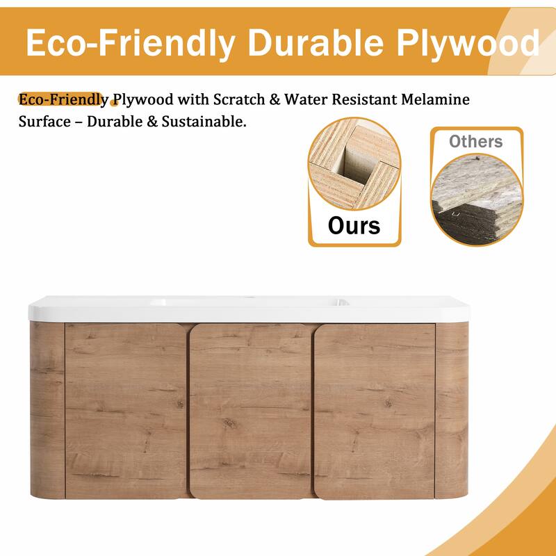 Malwee 48"/60" Floating Bathroom Vanity with Sink, Wall Mounted Bathroom Vanity with Soft Close Door