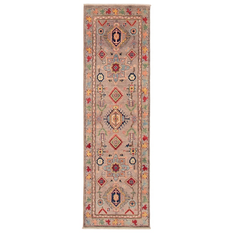 ECARPETGALLERY Hand-knotted Uzbek Ghazni Taupe Wool Rug - 2'5 x 8'2 - Taupe - 2'5 x 8'2