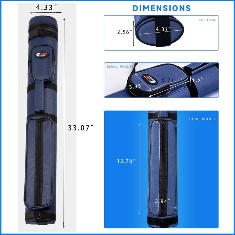 GSE™ 2x2 Oval Hard Billiard Pool Cue Stick Carrying Case, Billiard Cue Case Holds 2 Butts/2 Shafts (5 Colors)