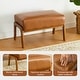 preview thumbnail 45 of 50, Glitzhome 24.5"W Leatherette Accent Stool With Walnut Rubberwood Legs