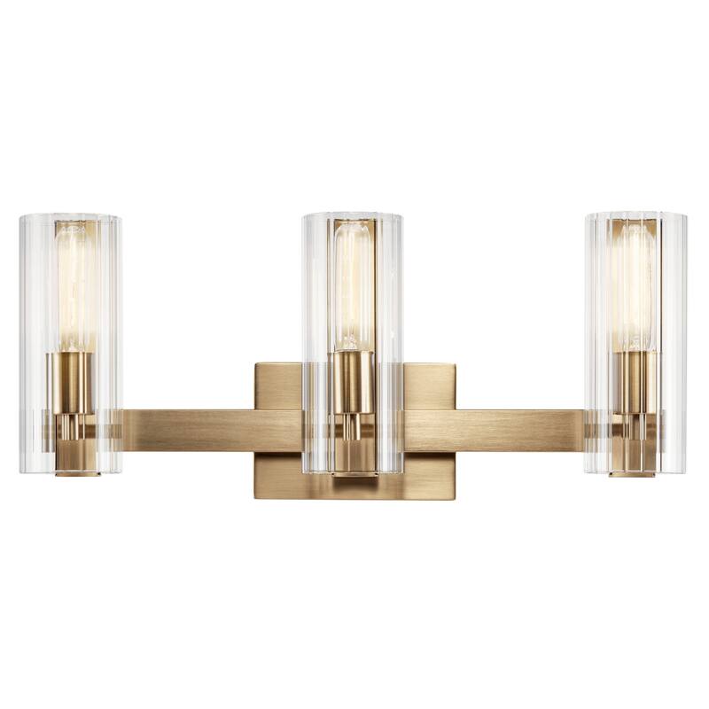 Jemsa 22.75 in. 3-Light Bathroom Vanity Light with Clear Fluted Glass