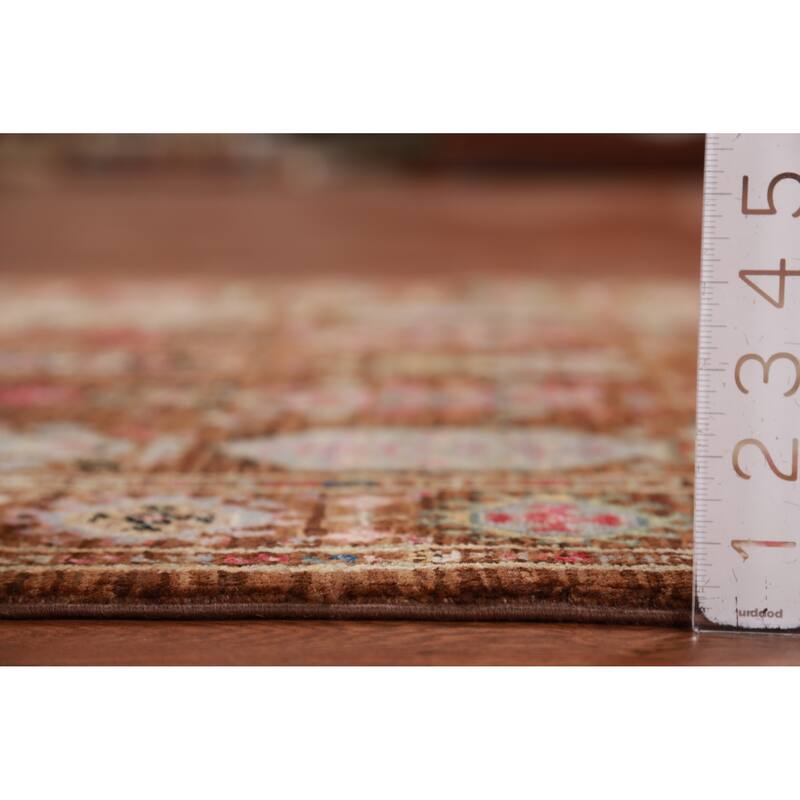 Hand Knotted Oriental 100% Wool Carpet Transitional Geometric Brown Oushak Area Rug - 4' 10'' X 3' 5''