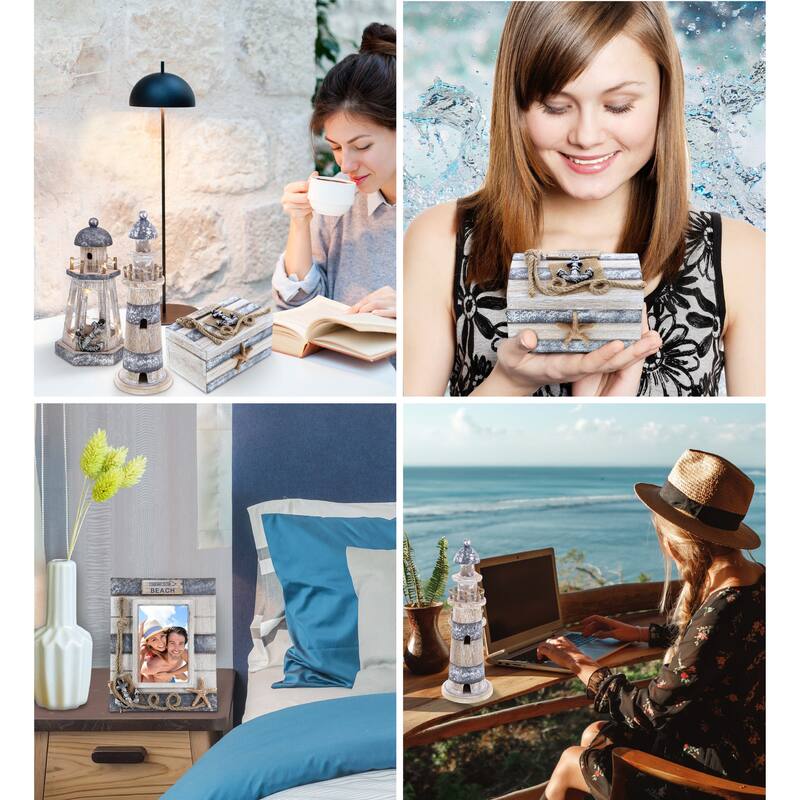 CoTa Global Silver Sea Nautical Collection - Handcrafted - 4 Pcs Set - 9.5″Lx7.5″Wx0.5″H