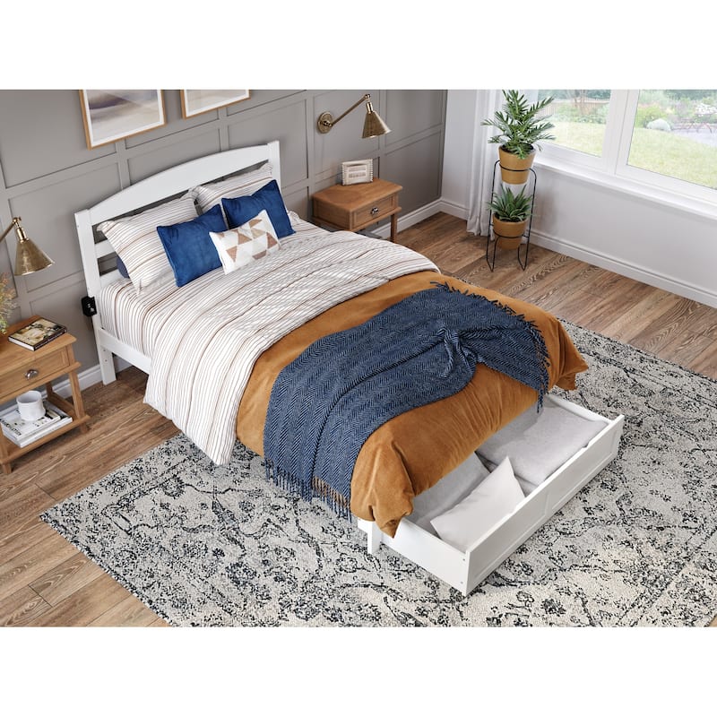 AFI Warren Platform Bed with Foot Drawer and Charging Station