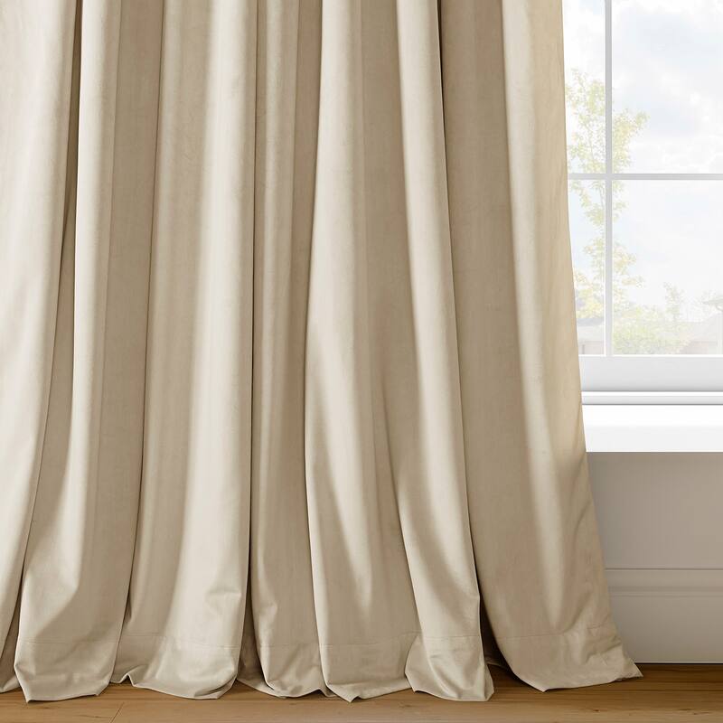 Exclusive Fabrics Signature Light Beige Velvet Curtain (1 Panel)