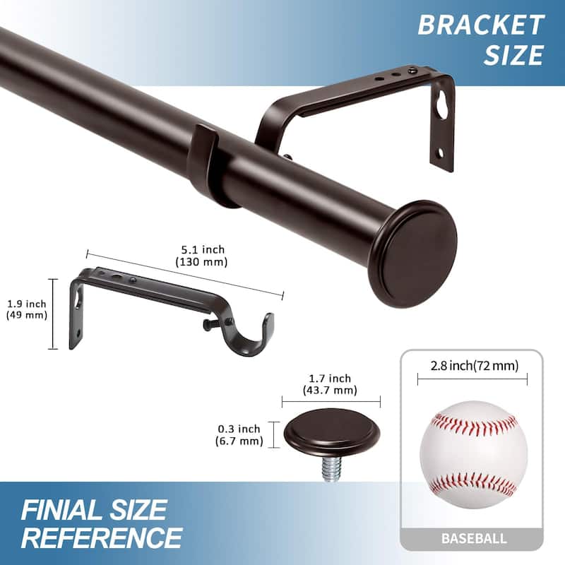 1-inch Diameter Bouton Adjustable Single Drapery Curtain Rod