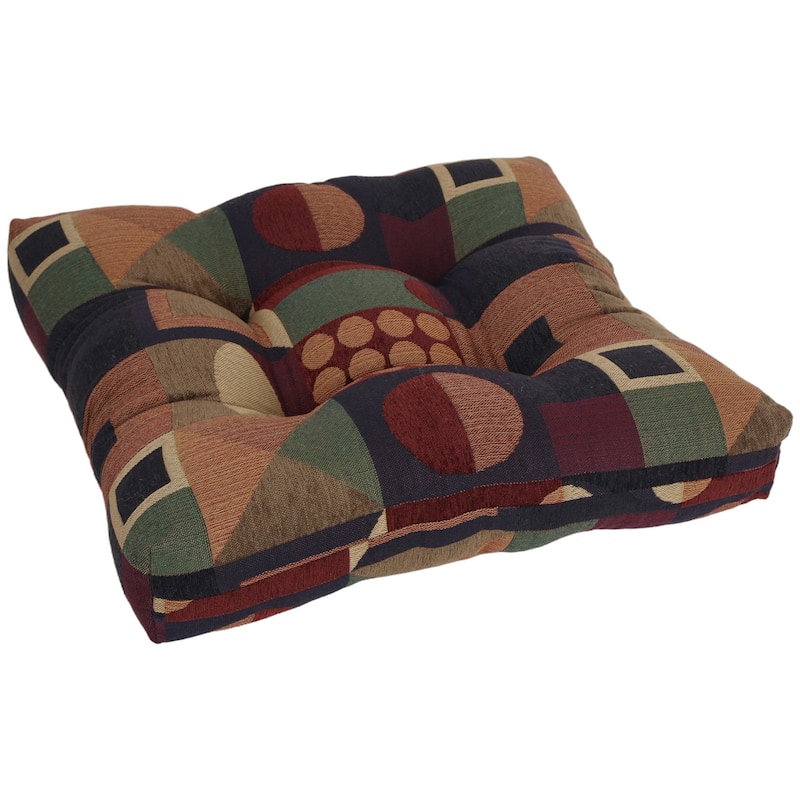 19-inch Square Jacquard Chenille Tufted Dining Chair Cushion - 19 x 19 - Kaleidoscope - Single
