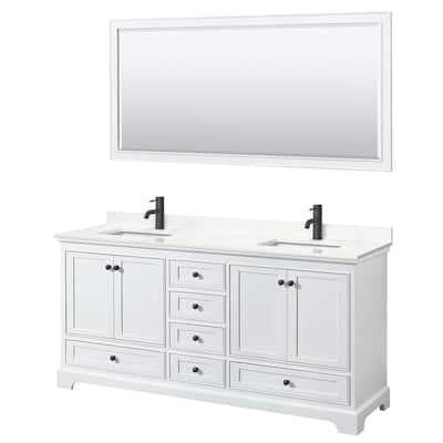 Deborah 72-inch Double Vanity, Quartz Top, 70-inch Mirror
